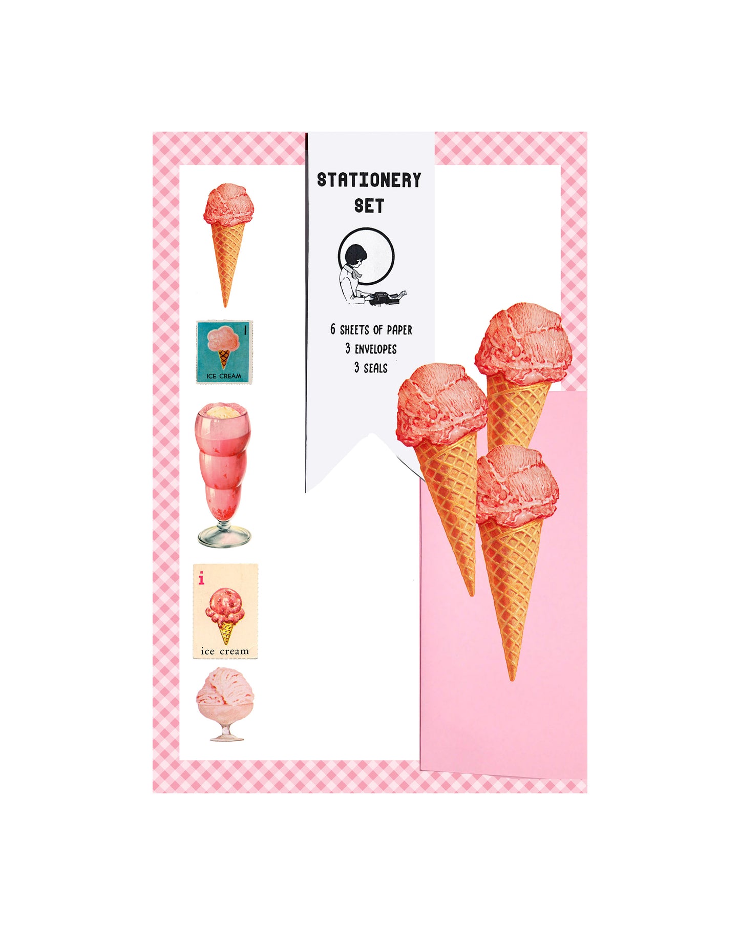 Strawberry Ice Cream Stationery Set