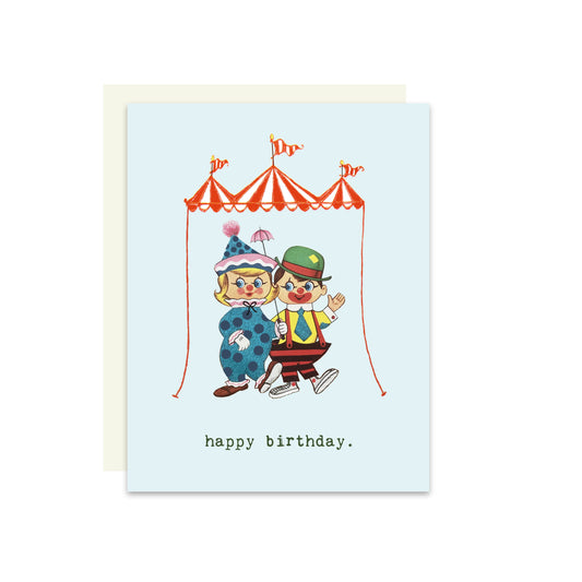 Happy Birthday Clown Couple Card