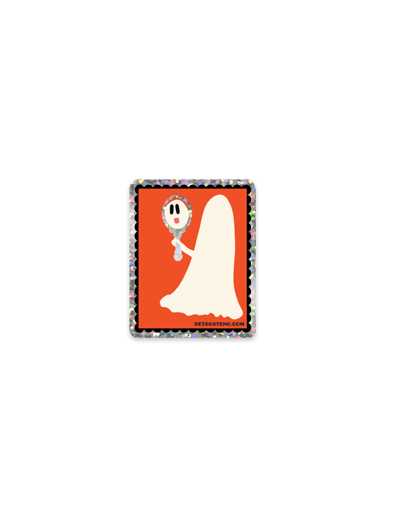 Ghostie in the Mirror Glitter Sticker