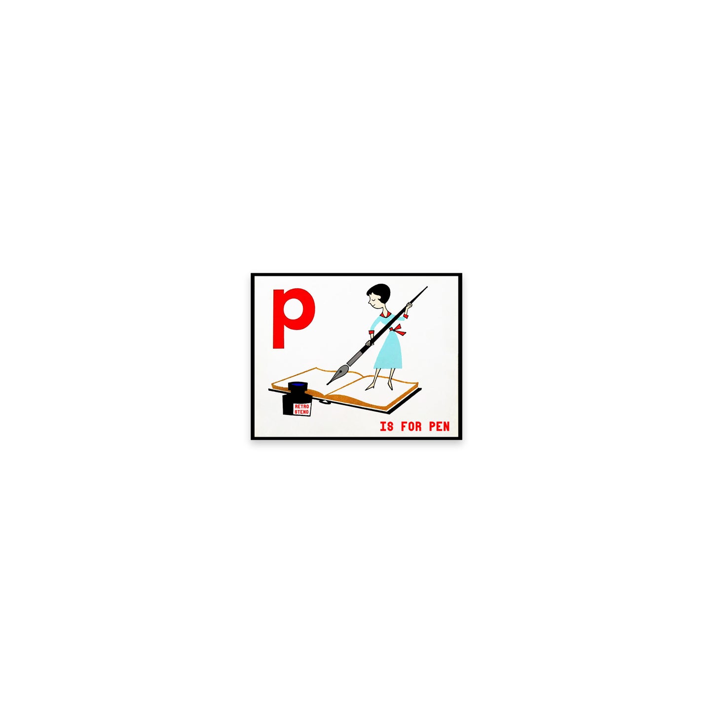P is for Pen Vintage Style Flashcard Sticker