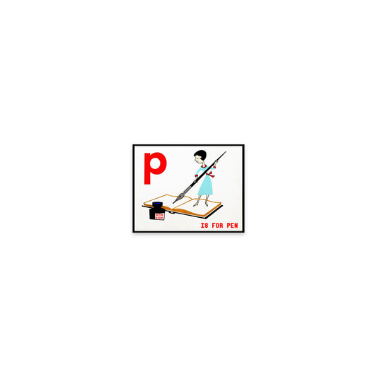 P is for Pen Vintage Style Flashcard Sticker